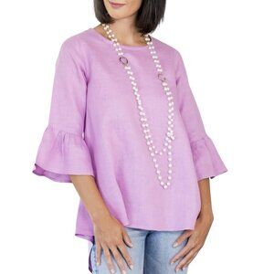Crown Linen Designs Top 3 Women’s Plus Size 3X Bell Sleeve Tunic 100% Linen NWT
